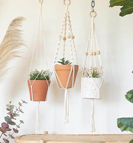 Miniatura 2 de Kit de macramé – Hace 3 perchas de macramé para plantas con instrucciones fáciles de seguir para adultos principiantes – Incluye cable de macramé de