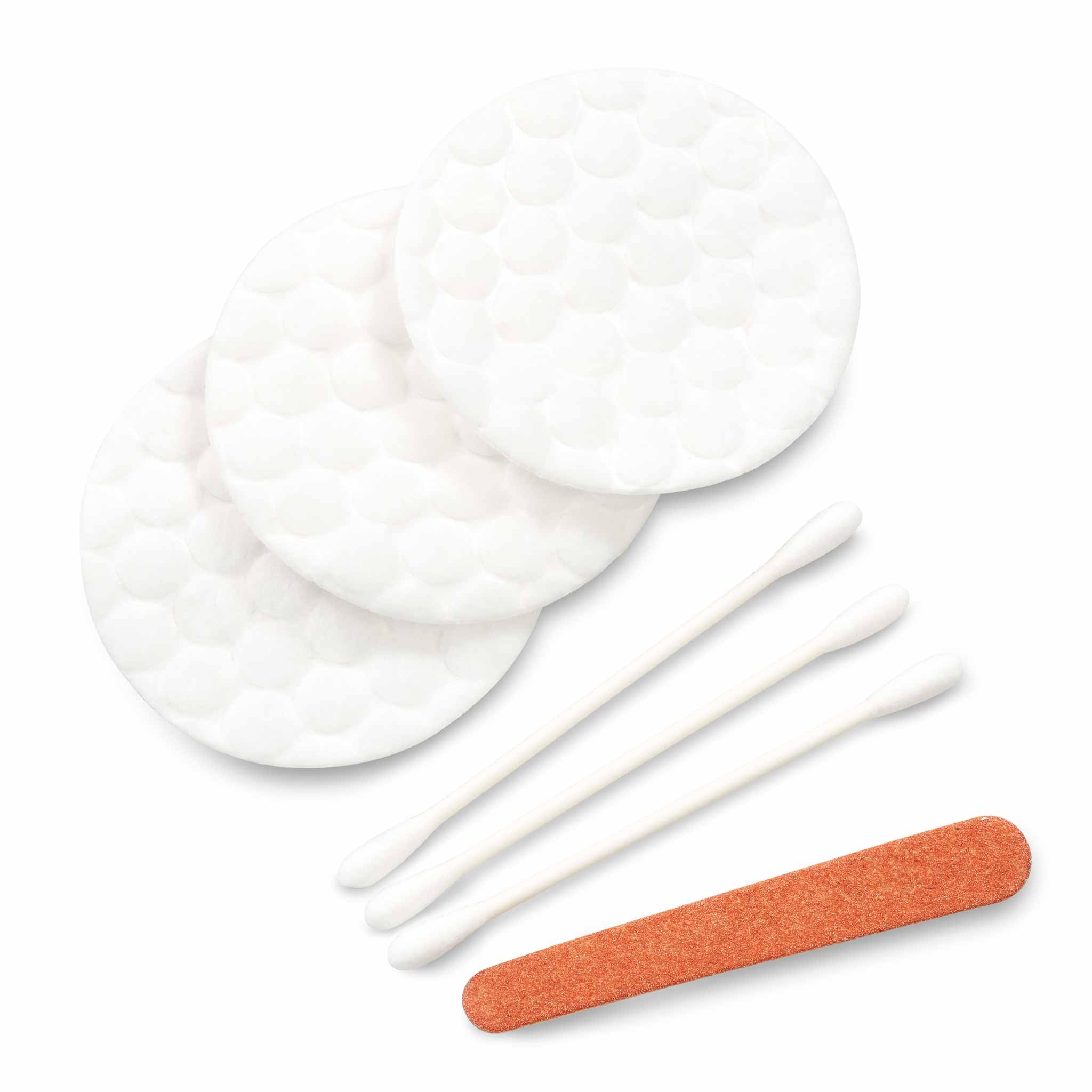 Vanity Kit Karisma Green (2 dischetti struccanti, 4 Cotton fiocc, Lima per Unghie) in Flow Pack, Conf. 300 pz
