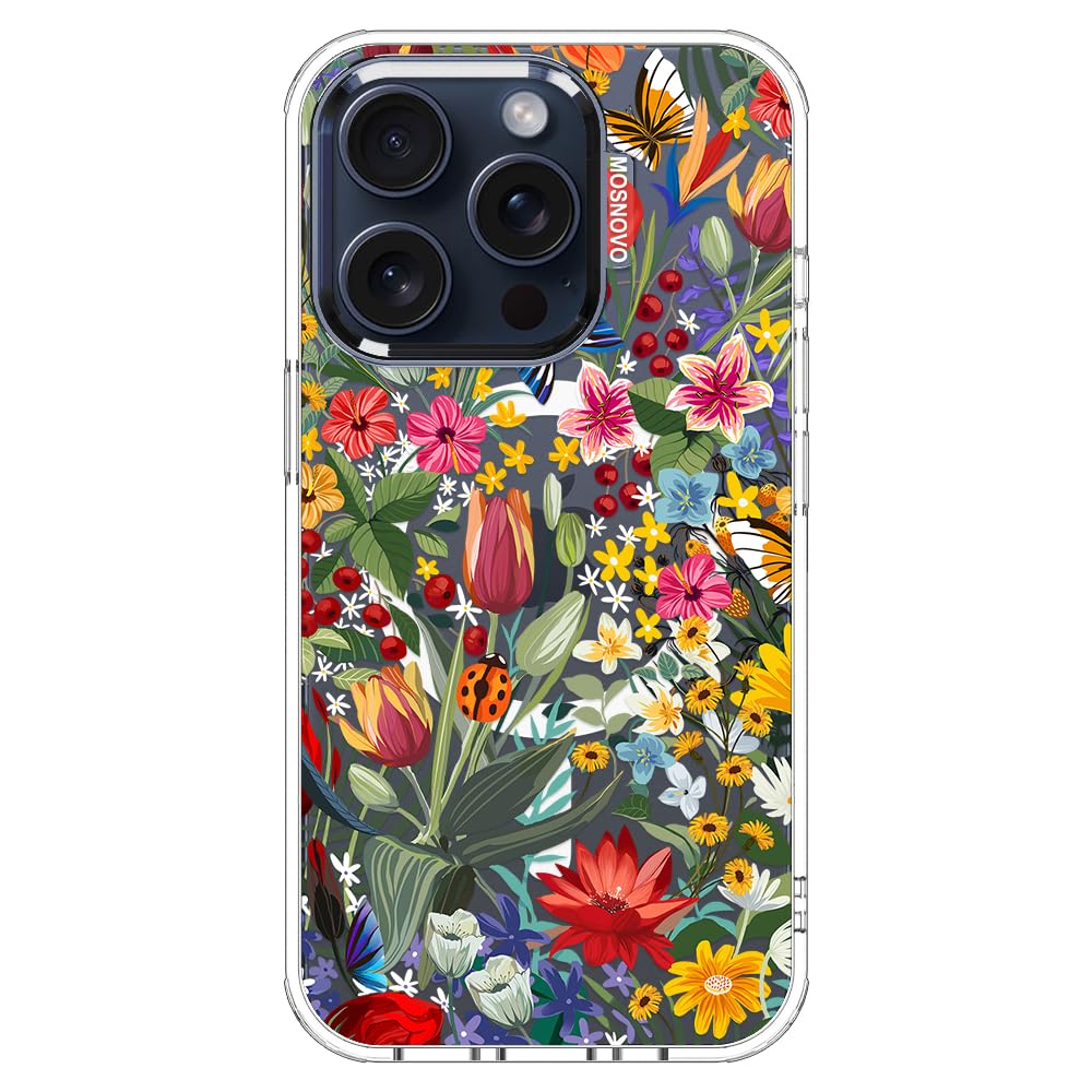 MOSNOVO Case for iPhone 15 Pro, [Compatible with Magsafe] [Buffertech 6.6ft Military-Grade Drop Protection] [Anti Peel Off Tech] Clear Phone Case