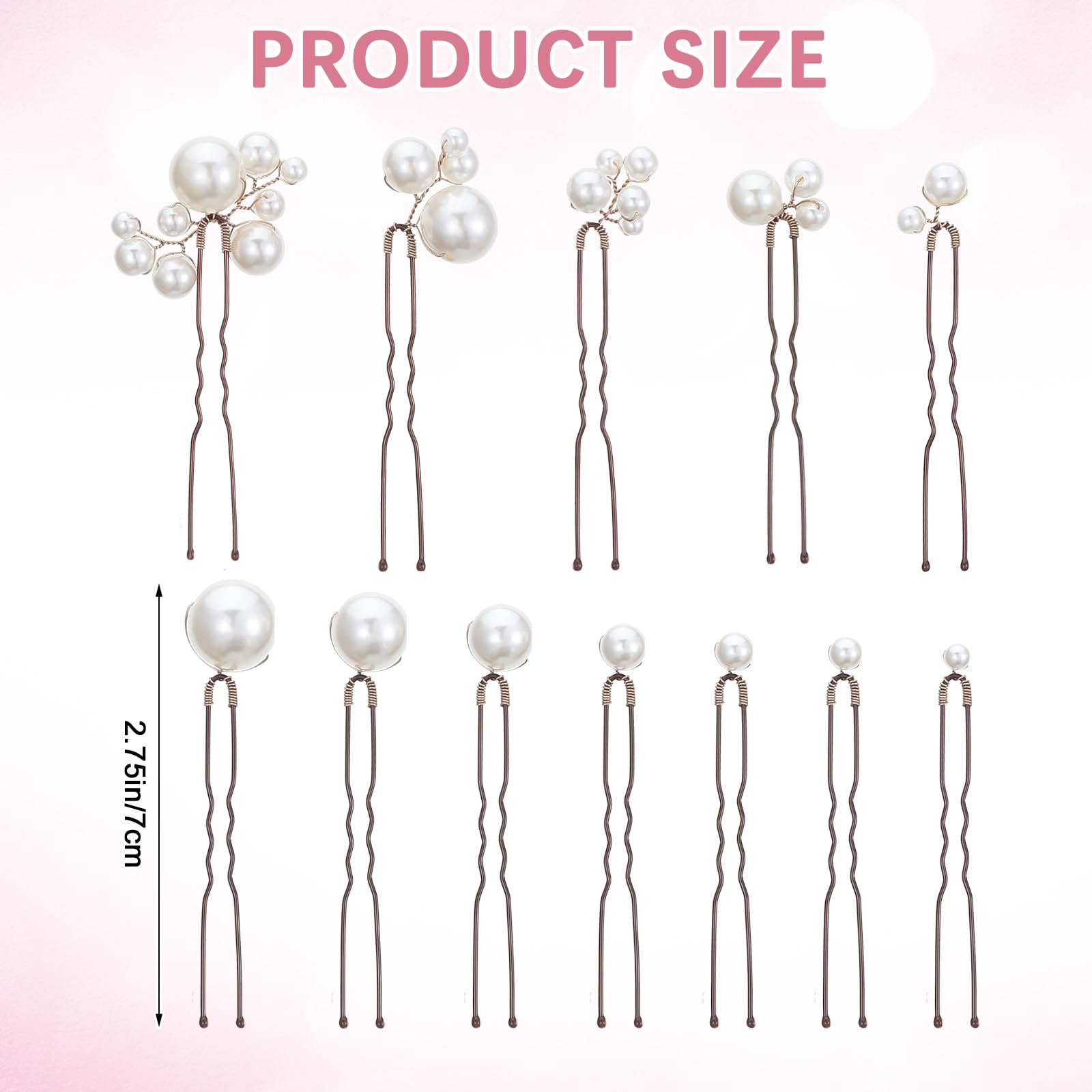 12 PCS Bridal Wedding Hair Pins, Bridal Hair Pearl Crystal Bobby Hairpin Wedding Accessories - Image 2