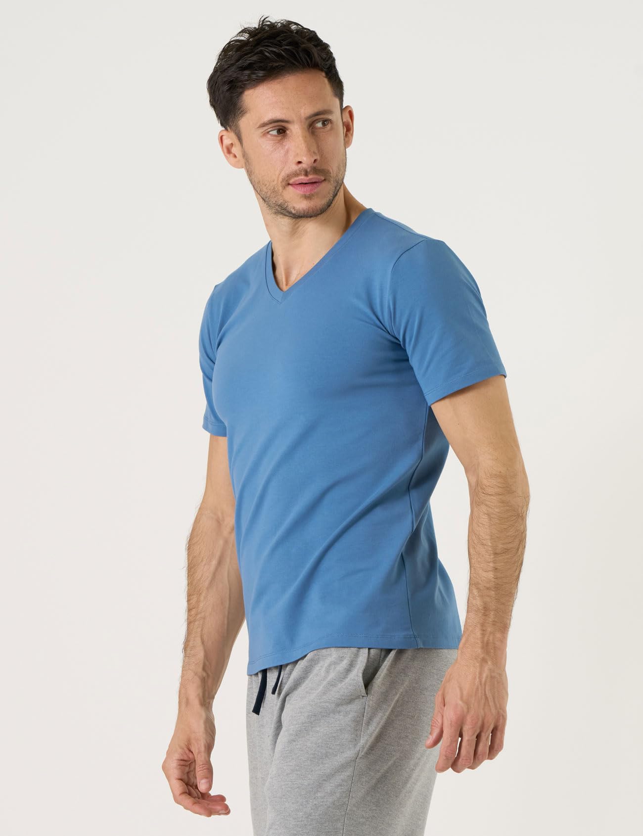 LAPASA Lot de 3 T-Shirts ou Maillots de Corps Homme Uni en Coton de Qualité Manches Courtes Doux et Confortables Col Rond/Col en V M05/M06