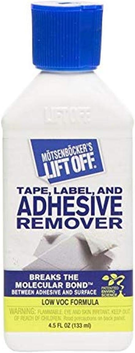 Motsenbocker’s Lift Off 40745 Tape, Label, and Adhesive Remover Spray Safely Removes Stickers, Glue, Decals, Sticky Residues and More From Vehicles, Furniture, Tile, Wood, 4.5 Fl Oz, Pack of 1