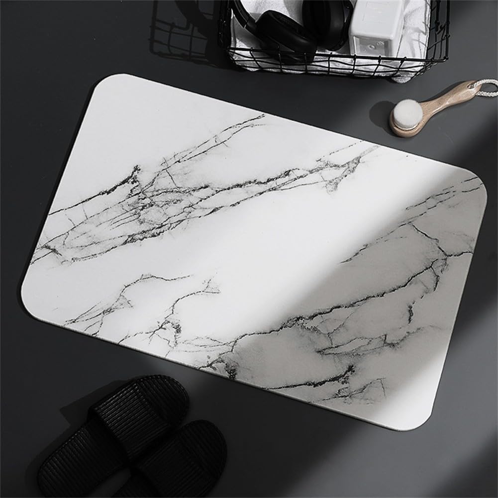 Tappetino assorbente in diatomite, 40 x 30 cm, per bagno e cucina, ad asciugatura rapida, assorbe l'umidità con design a bassa manutenzione (bianco)