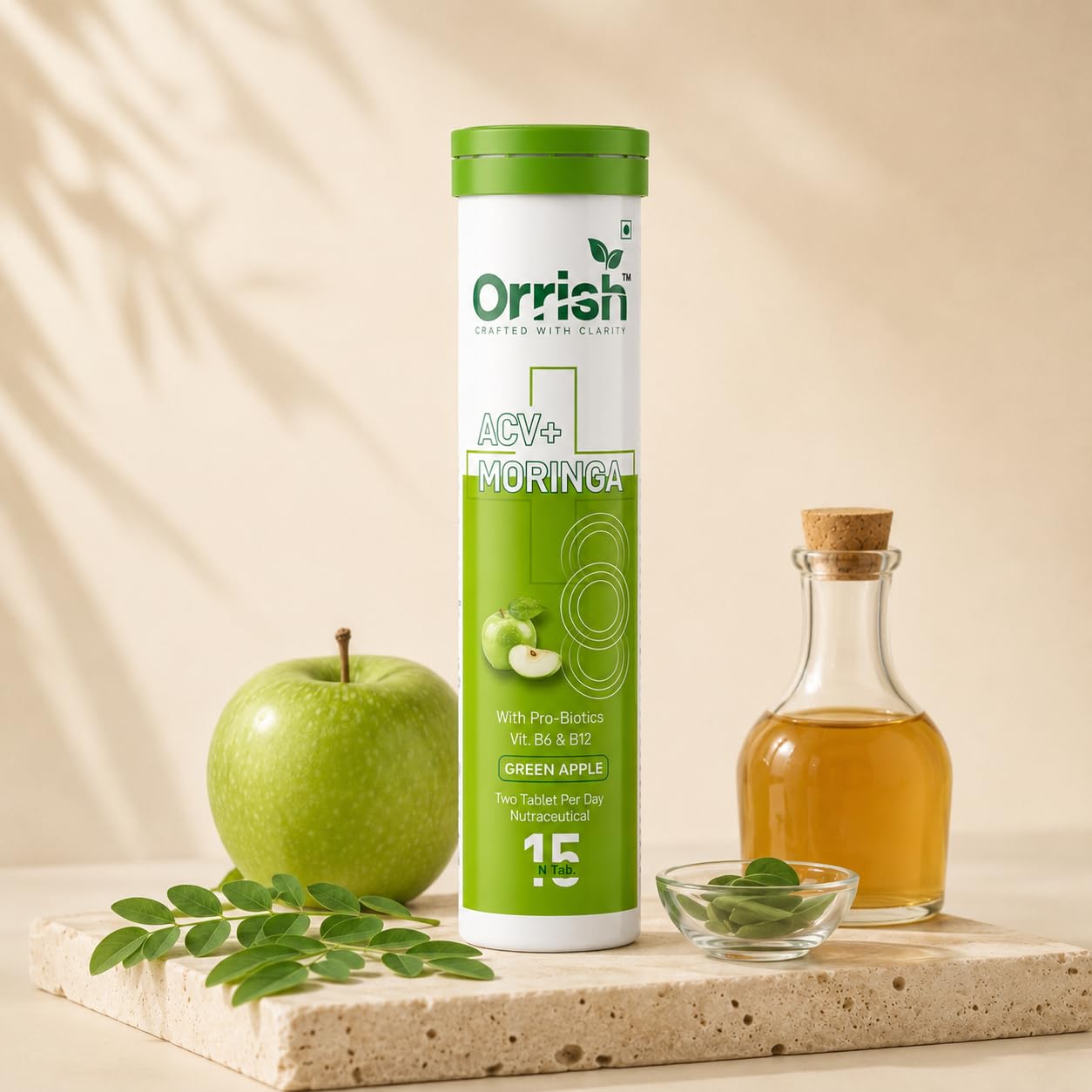 ACV + Moringa Effervescent Tablets, Probiotics, Inulin, Vitamin B6 & B12, Supports Metabolism & Gut Health-picture-31