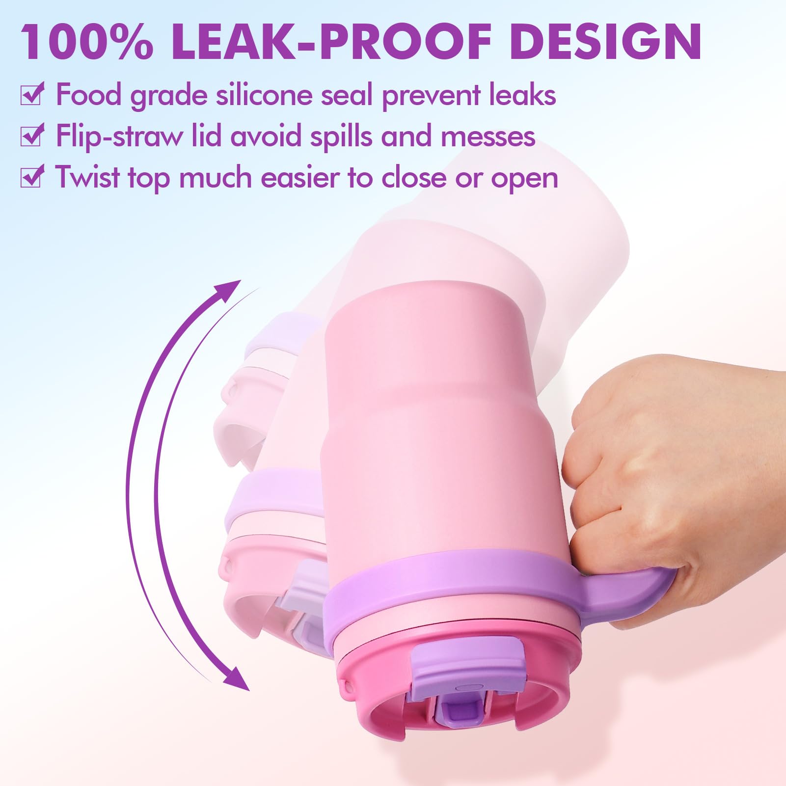 Fimibuke 16oz Kids Insulated Tumbler With Handle & Straws - View #5