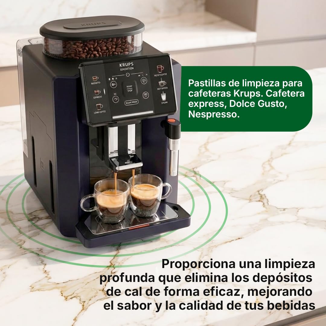 Limpiador Original | de 2x10 unidades | Compatible coon Cafeteras Automáticas y de Capsulas Krupscon, Krups XS3000, Espresso y Espresseria Automatic | Limpieza profunda y Eficaz sin Dañar