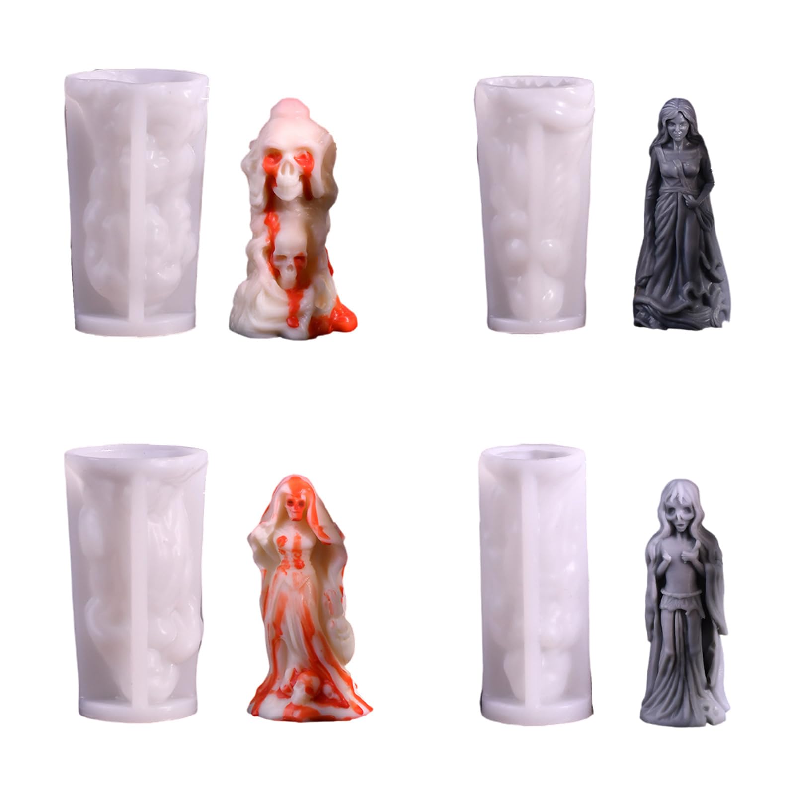 Generisch 4 moldes de silicona para velas, jabón, Halloween, fiestas de Halloween, decoración de novia