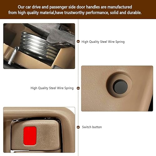 Miniatura 4 de Manija de puerta interior con marco para Toyota Tundra 2000-2006, manijas de puerta interior delantera izquierda y derecha con bisel de repuesto