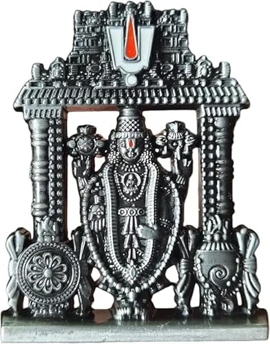 Imagine Mart Shri Venkateswara Swamy Metal Statue, Grey, for Car Dashboard, Home Decor, Office Table