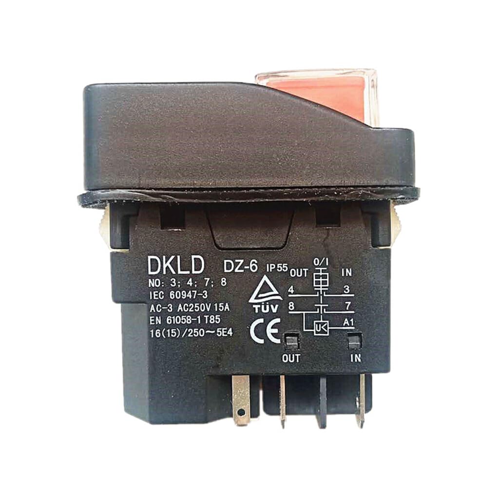 Botón pulsador DKLD DZ6 Protección contra sobrecarga Interruptor electromagnético a Prueba de Agua Rendimiento Estable Interruptores de Seguridad Licuadora, DKLD/DZ-6 Cinco Patas