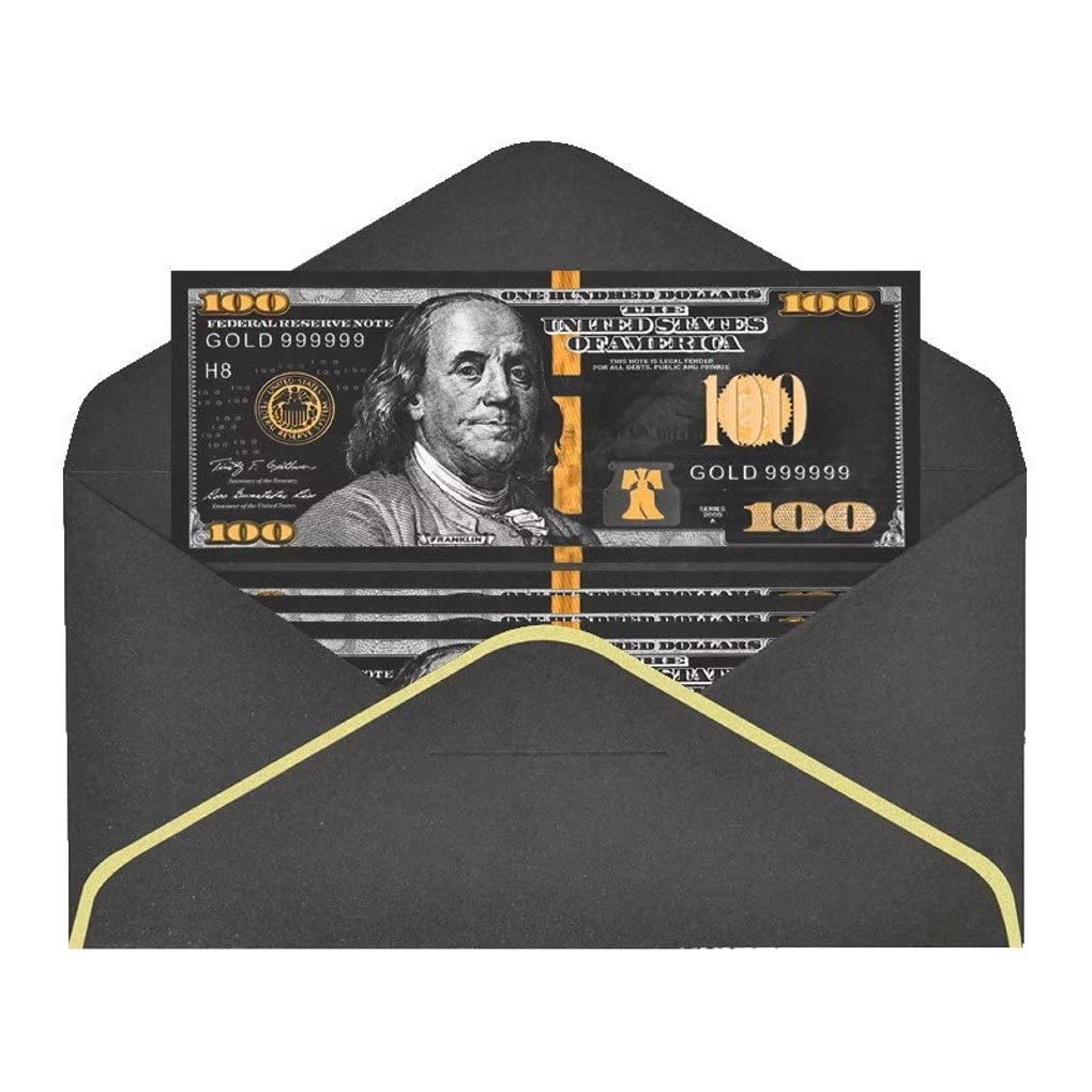YIQILAFADA 10pc Black Gold Dollar Bills, $100 Gold Bills Bank Note for Collectors