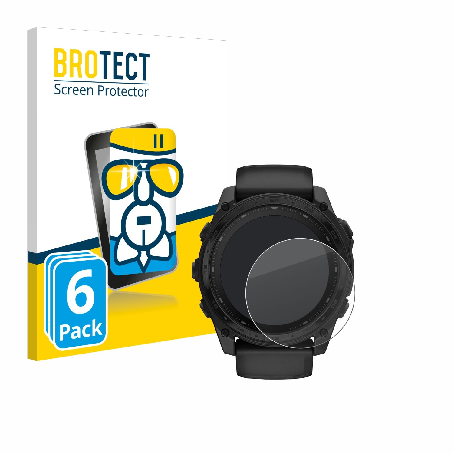 brotect Glass Screen Protector Film Compatible with Garmin Tactix 8 Solar (51 mm) (6 Pack) - Glass-Foil Protection [Scratch Resistant, High Clarity]