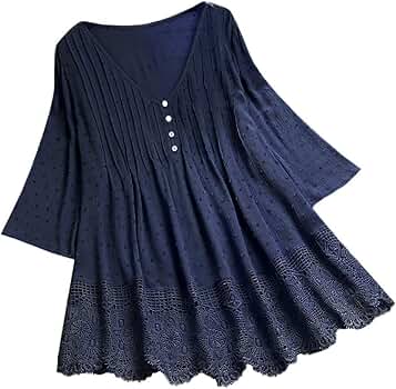 ZZpioneer Women's Cotton Linen Tops Vintage Lace Patchwork 3