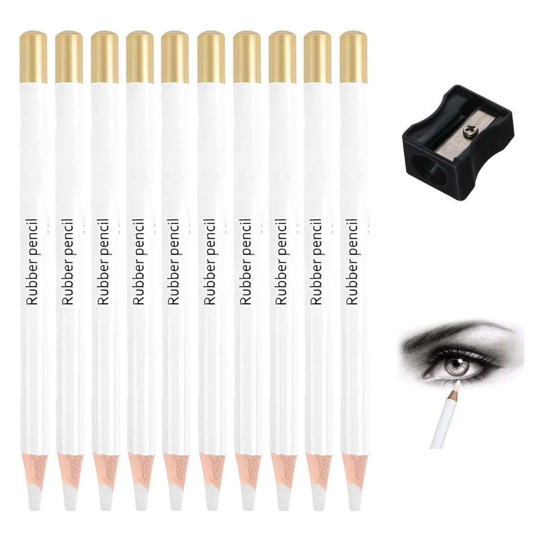 10 PCS Bianco Gomma Matita Morbido Facile da Trasportare e Tenere in Mano Gomma Penna per Artista con Precisione per Artisti e Principianti,Design a Forma di Matitone per Cancellare Con Precisione