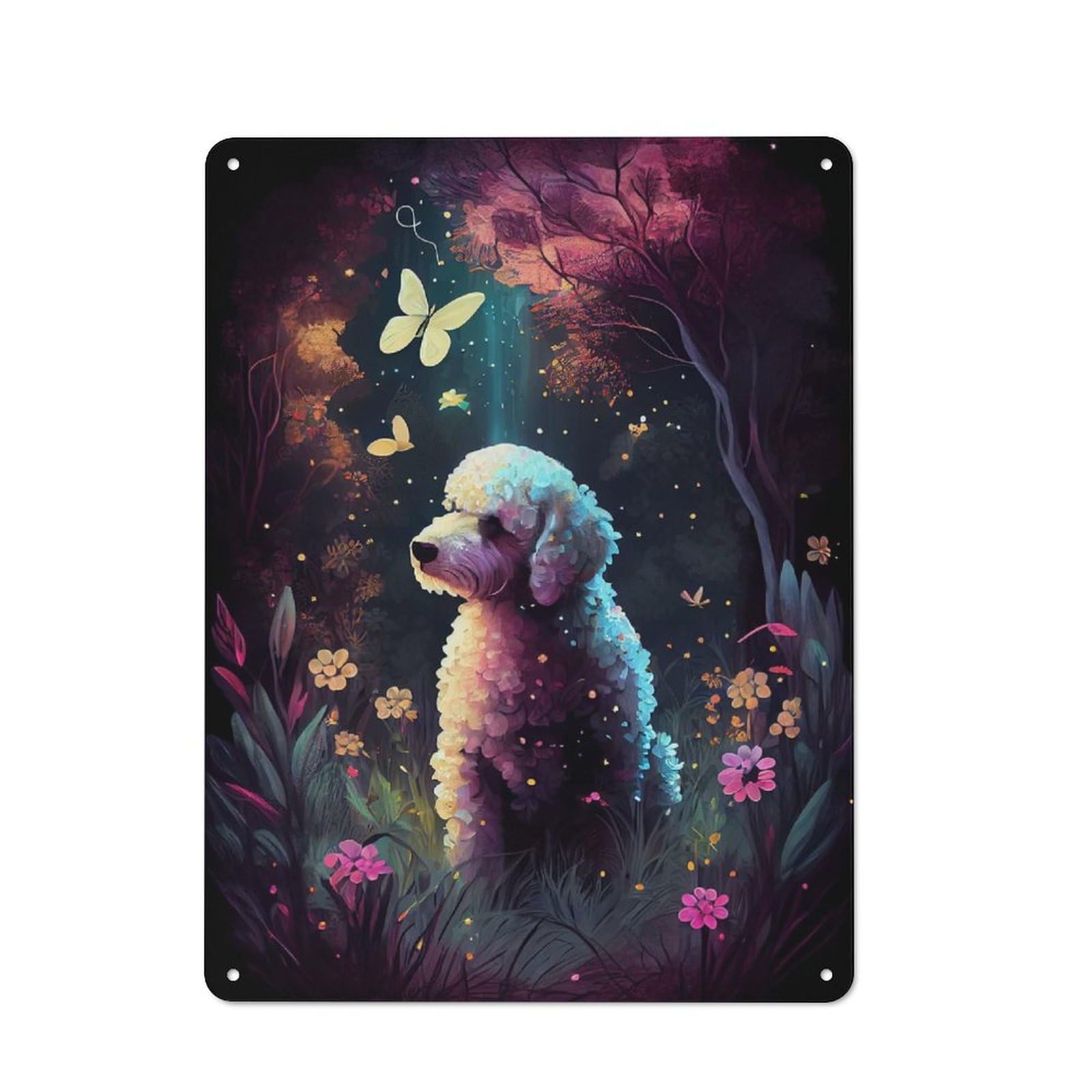 Junmoney Poodle Forest Vintage Tin Sign 40X30cm With For Kitchen Or Home Bar, For Metal Sign Collectors, For Kitchen And Home Bar Decor