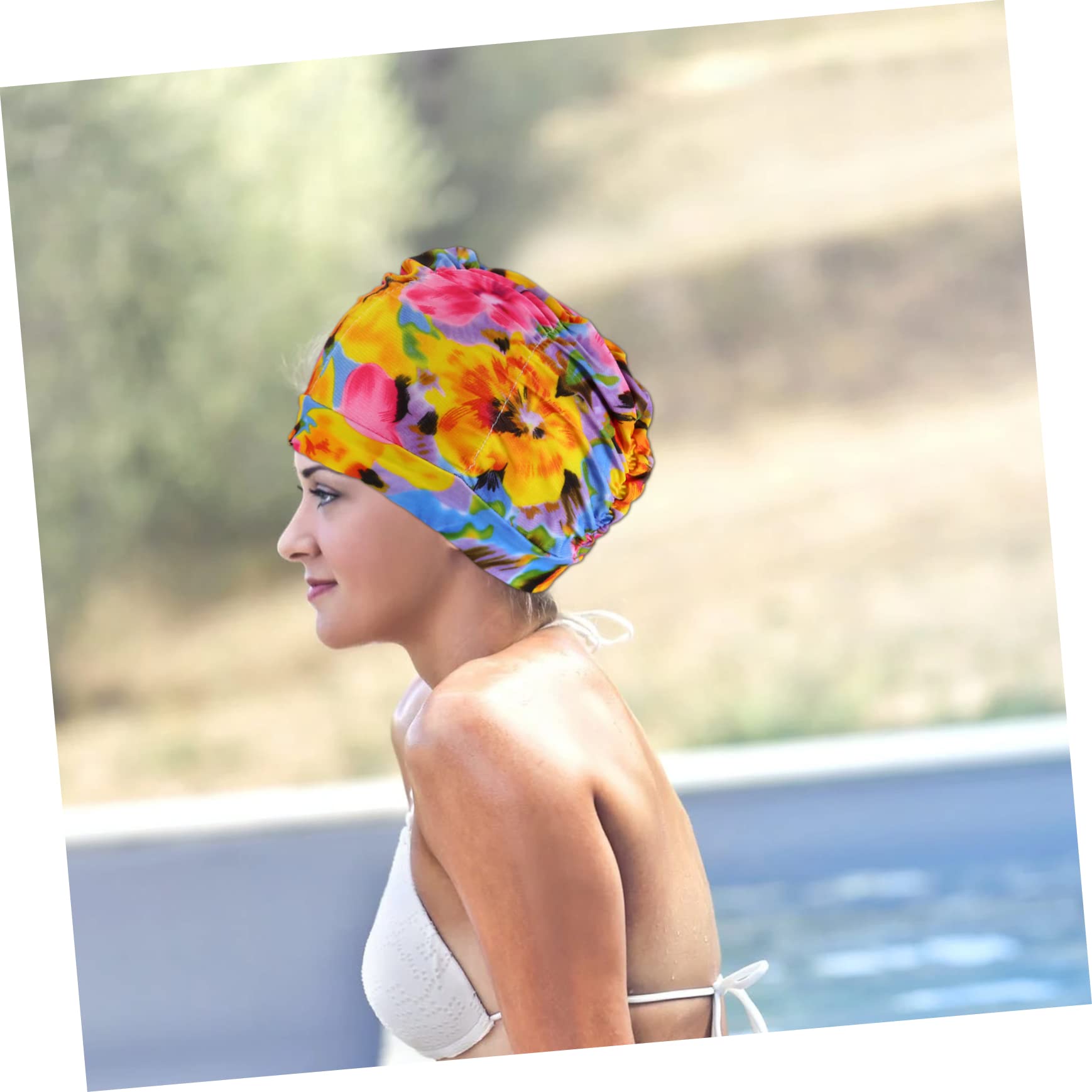 6 Piezas Gorros de Natación Plisados Impermeables para Mujer y Hombre Estampados Aleatorios Elásticos y para Protección y Comodidad Piscina y Baño