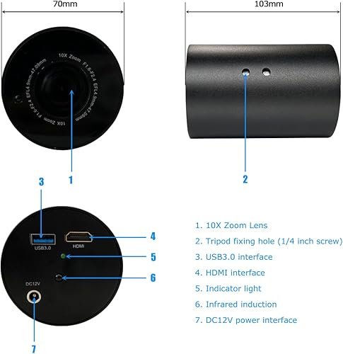 Miniatura 3 de SDTNOVA SV10X Cámara profesional de transmisión de video en vivo Full HD 1080P 60fps USB3.0 HDMI 10X Zoom óptico por control remoto Cámara de