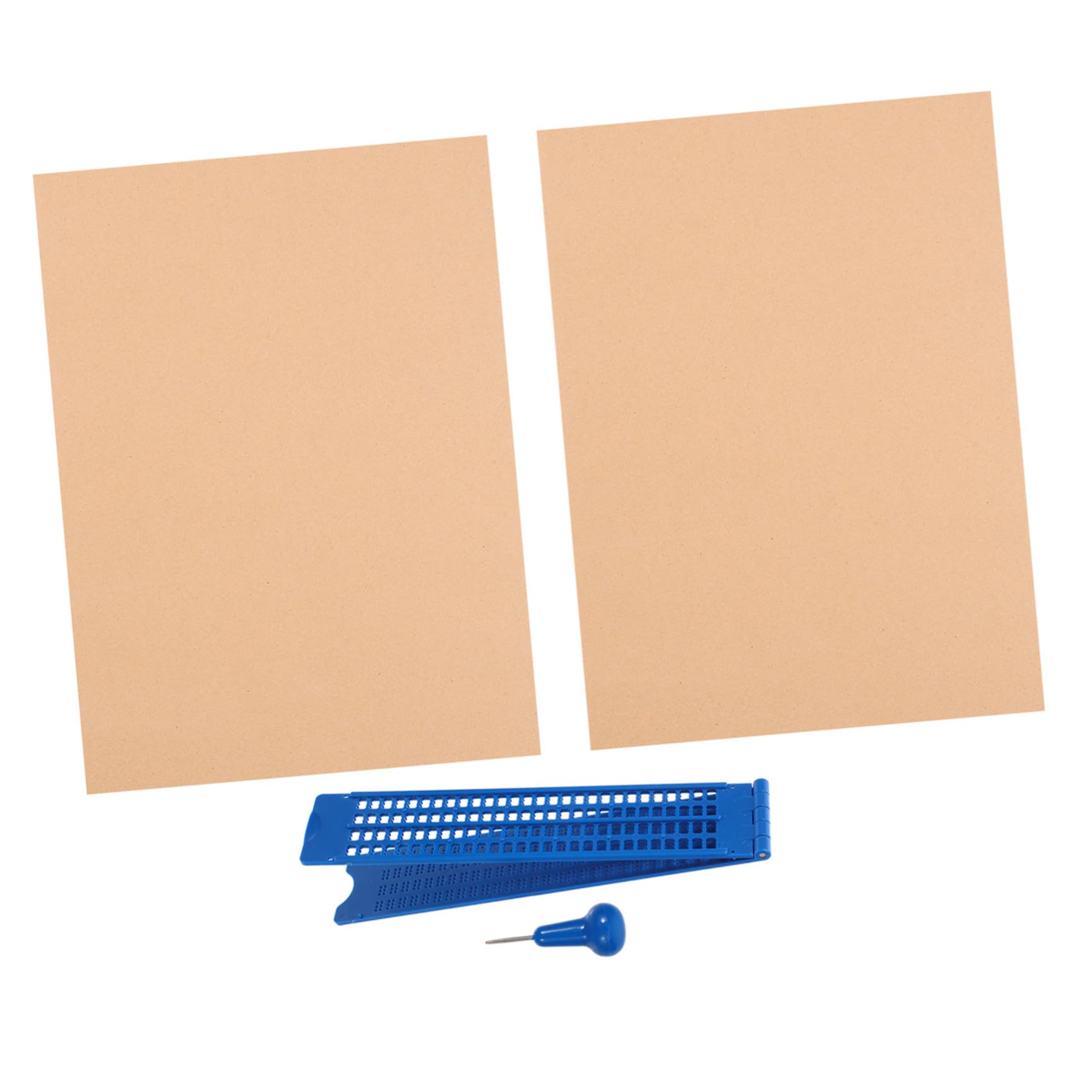 PACKOVE Tavoletta Braille Punteruolo in Plastica Blu, Resistente e Portatile per Non Vedenti, Kit di Scrittura Braille 27 Righe e 30 Caselle per Esercizi di Scrittura