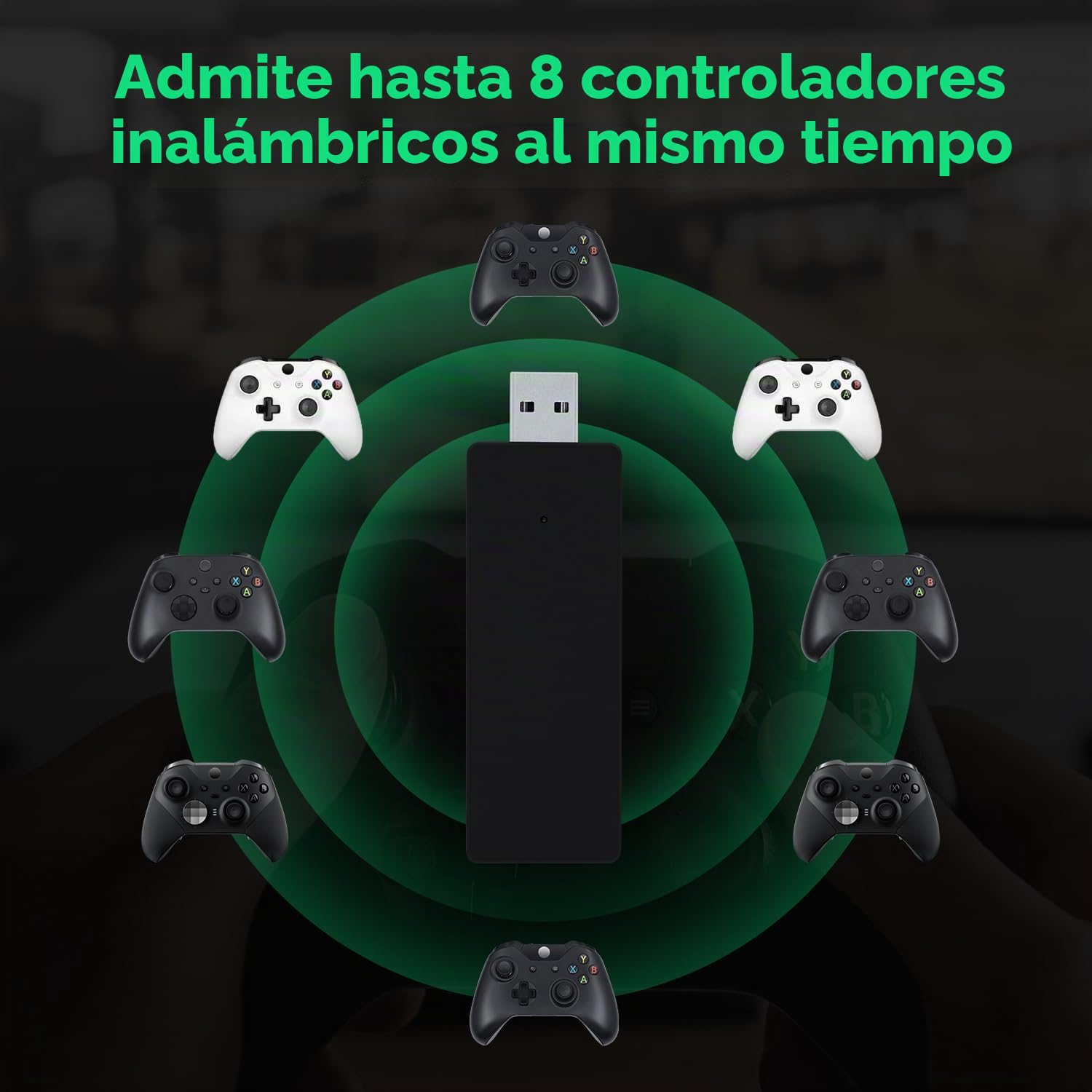 Mcbazel Adaptador Inalámbrico Xbox One para PC/Windows 7/8/8.1/10/11, Receptor USB Compatible con Mandos Xbox One/S/X/Elite/Elite 2/Series S/X