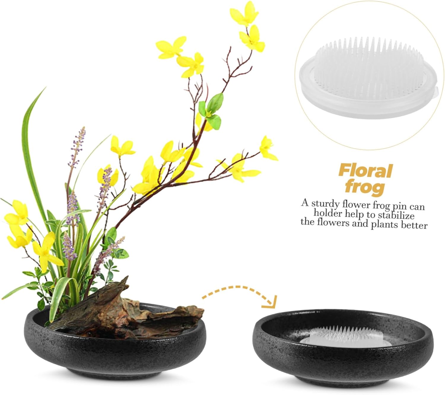 KONTONTY Floral Pin Frog Flower Holder Desktop Arranger for Floral Arrangements Sturdy Pin Holder for Fresh and Artificial Flowers for Weddings and Home Decor