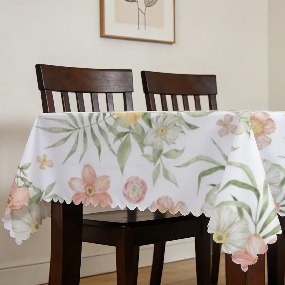 Colourful Floral Patterns Table Cloths 60x120 in, Wrinkle Free Fun Dinner Table Cover, Party Supplies and Decorations Coastal Tablecloth for Everyday Picnic Happy Birthday Cover