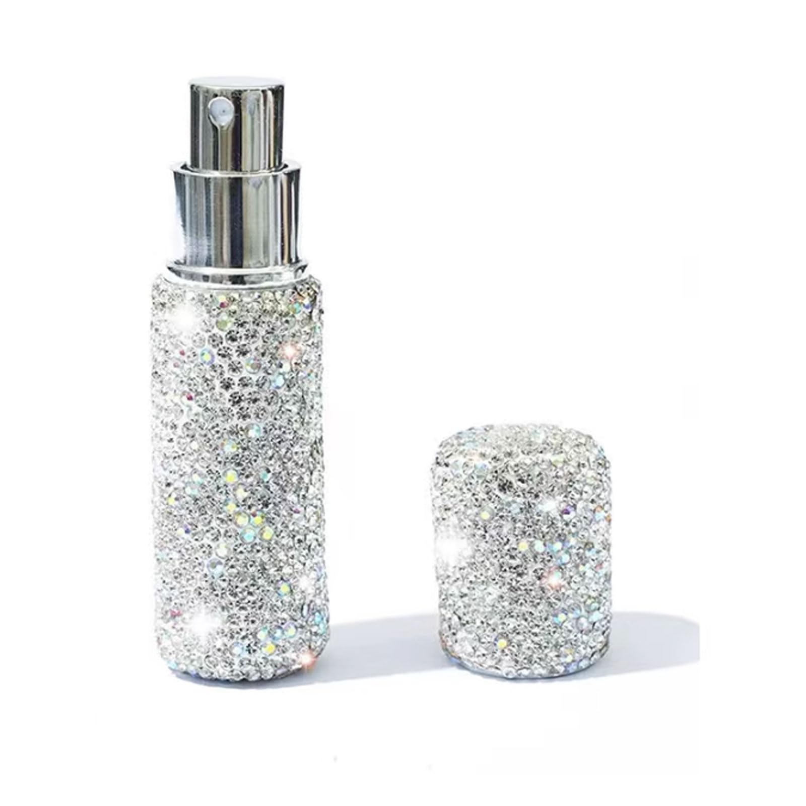 Jitem White 10Ml Mini Refillable Perfume Atomizer Rhinestone Empty Portable Spray Bottle Bling Glitter Travel Perfume Bottle For Traveling & Outgoing