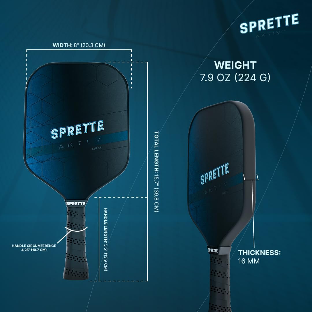 Lightweight Carbon Fiber Pickleball Paddle with Protective Neoprene Cover - Great for Beginner to Intermediate Players - Lett 1.1 by Sprette Aktiv
