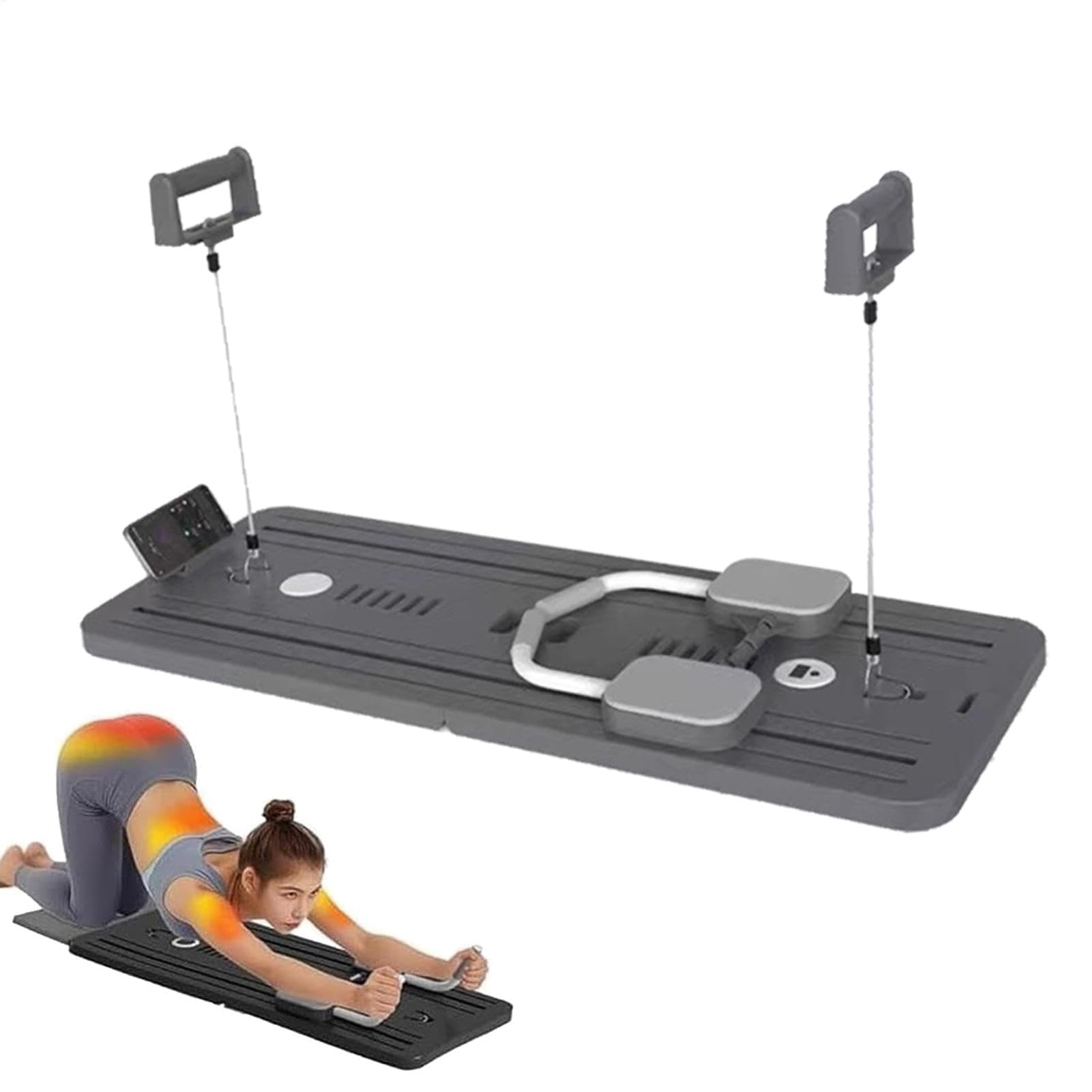 Máquina de Ejercicios con Rodillos multifunción, Rueda Abdominal automática, Rueda Abdominal de Rebote, Soporte para teléfono Celular, Rodillo Abdominal silencioso con diseño Compacto y Dura