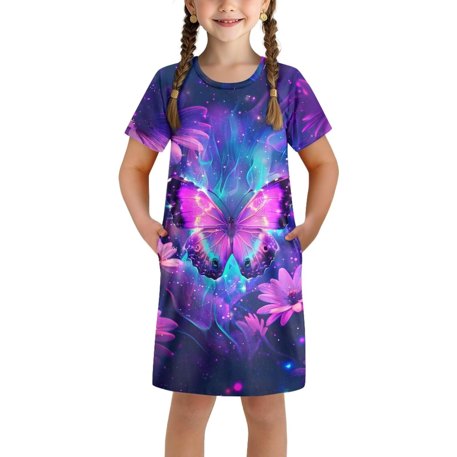 Chemise de nuit confortable à manches courtes pour fille de 3 à 14 ans