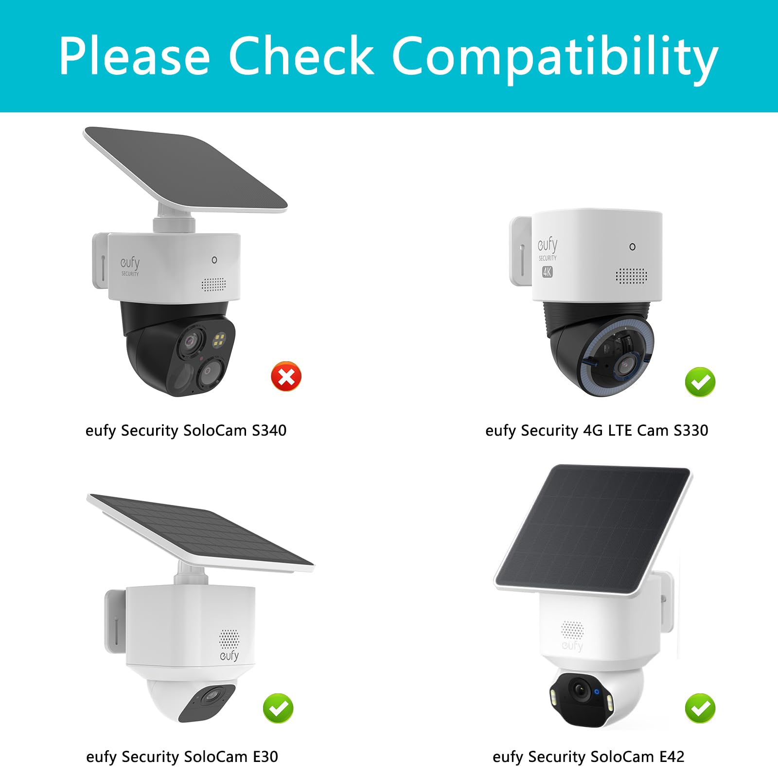 Soporte de esquina de pared para eufy SoloCam E30/4G LTE Cam S330 con cubierta de lluvia (1 juego)