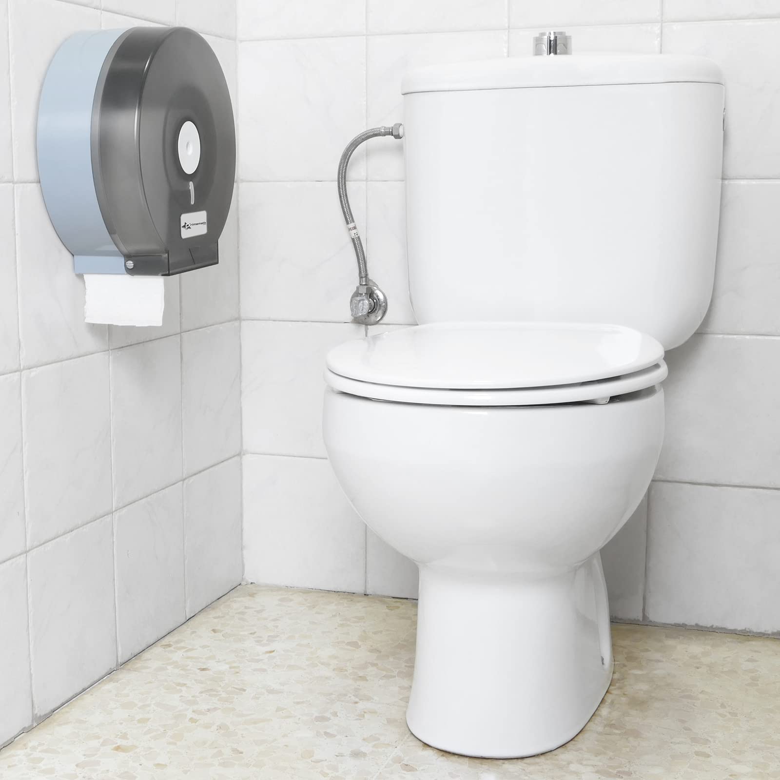 PrimeMatik Distributeur de Papier Toilette. Porte-Rouleau Industriel Noir pour Salle de Bain (KS041)