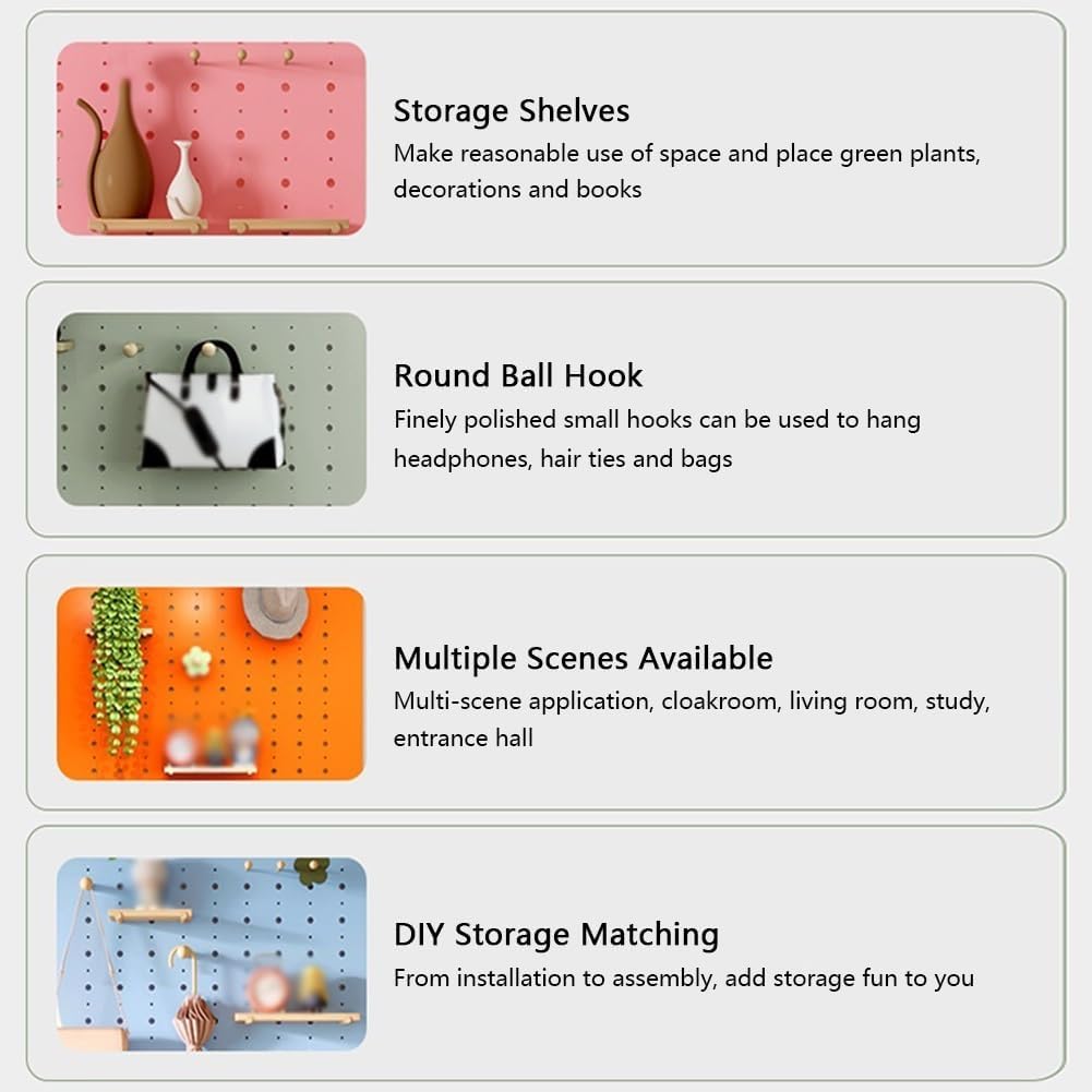 Wall Mounted Wooden Storage Organizer - 40x80cm Orange Wall Display Panel Kit for Home, Office, Garage - Versatile Wall Storage Solution