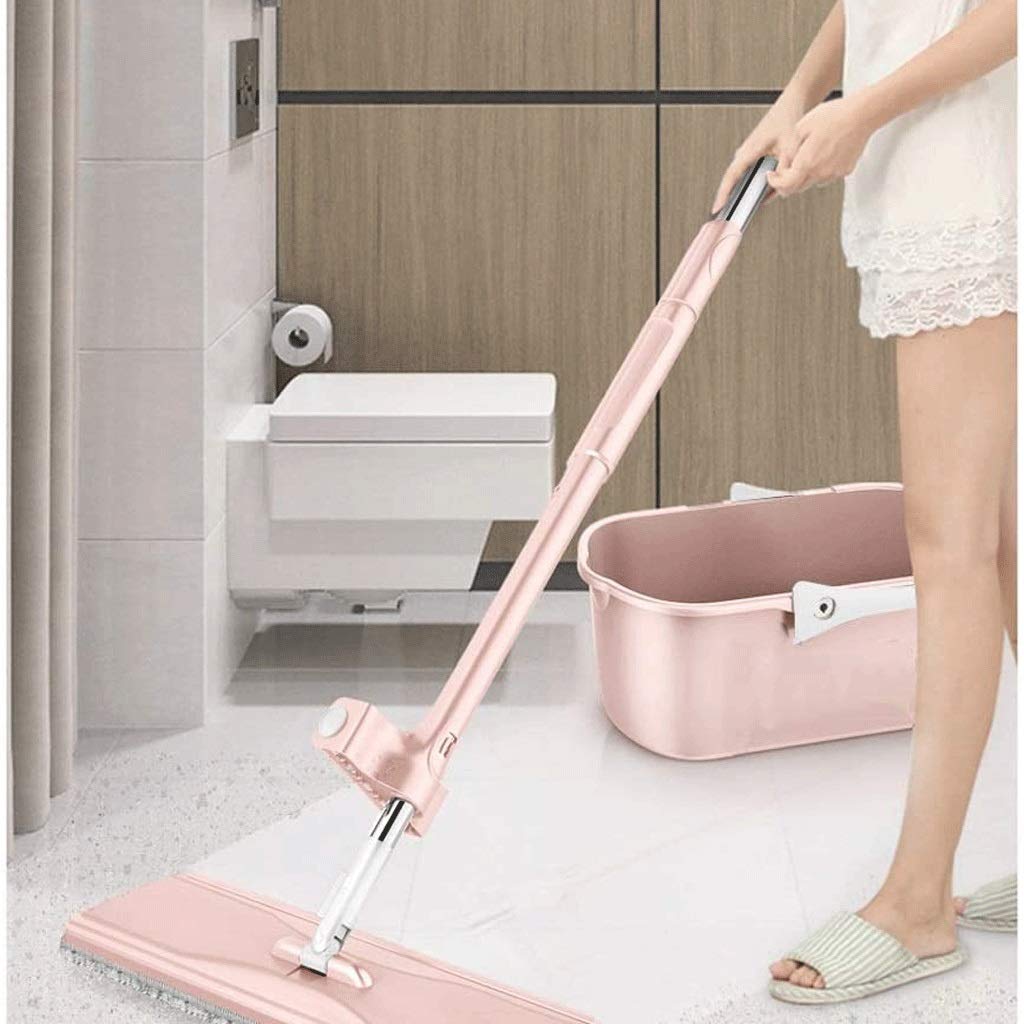Trapeador Plano de Microfibra Limpia, Limpieza en seco y húmedo, Acero Inoxidable telescópico de 180 Grados, para el hogar, Cocina, Oficina y Todas Las Superficies del Piso con Mango Vision