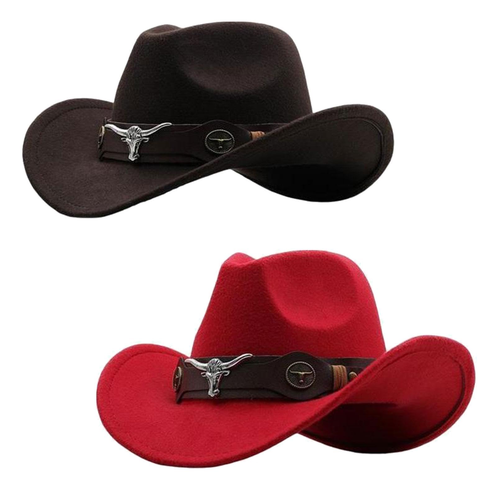 Merishopp 2pcs Cowgirl Hat Breathable Casual Cowboy Hat for Women Men Coffee Red | Clothing, Shoes & Accessories | Womens Accessories | Hats-picture-19