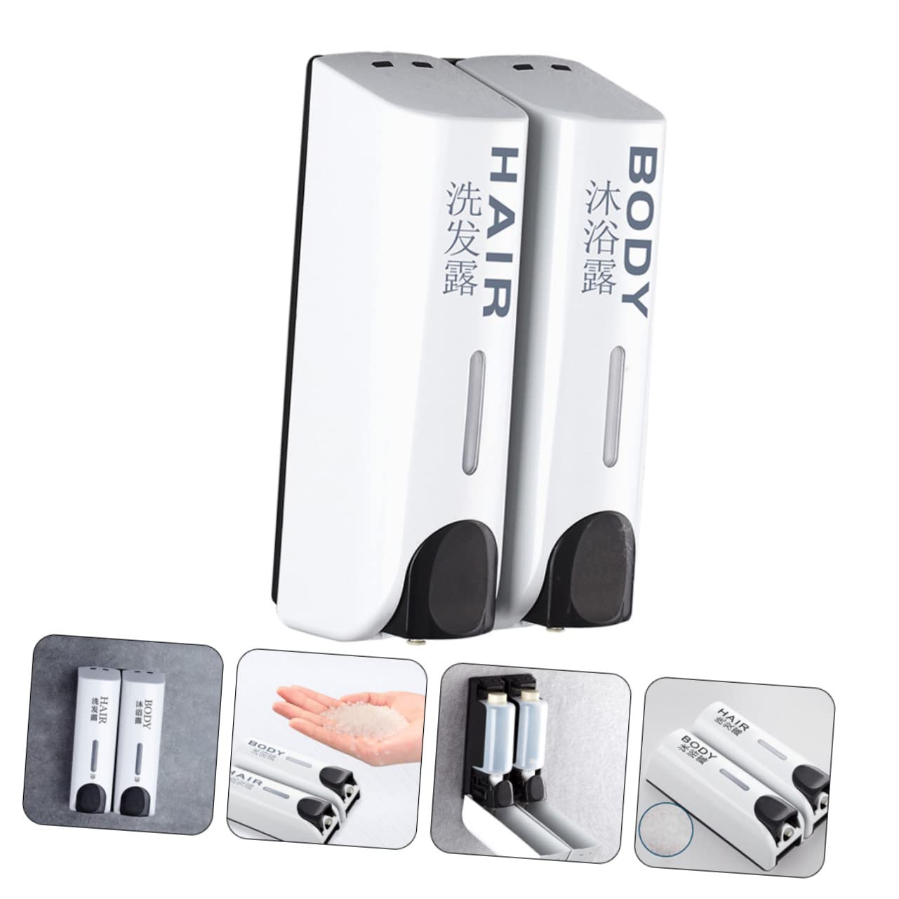 Dispensador de Jabón de Pared Blanco de Plástico, Compacto Presión