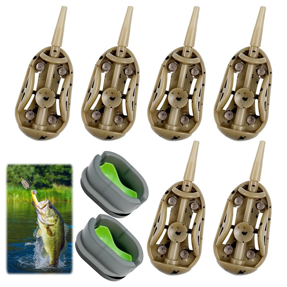 8PCS Method Feeder Set, Fishing Inline Feeder Set with Quick Release Mould, 20g 30g 40g Weights, Carp Fishing Accessories, Pellet Bait Feeder for for Carp Fishing in Lakes and Saltwater