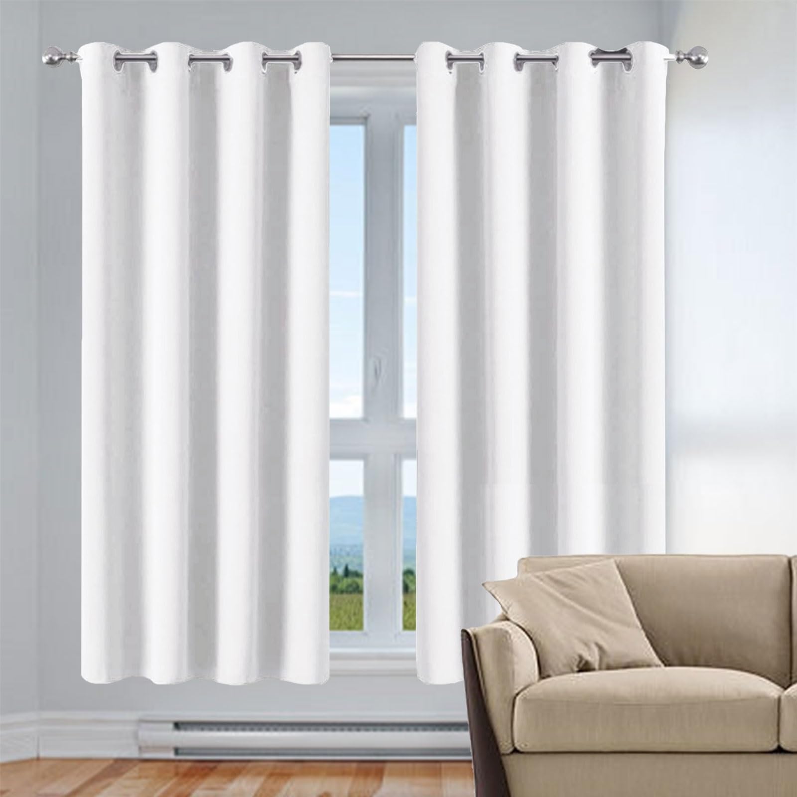 Rideaux thermique isolant pour salon et chambre protection blanc 250x50cm