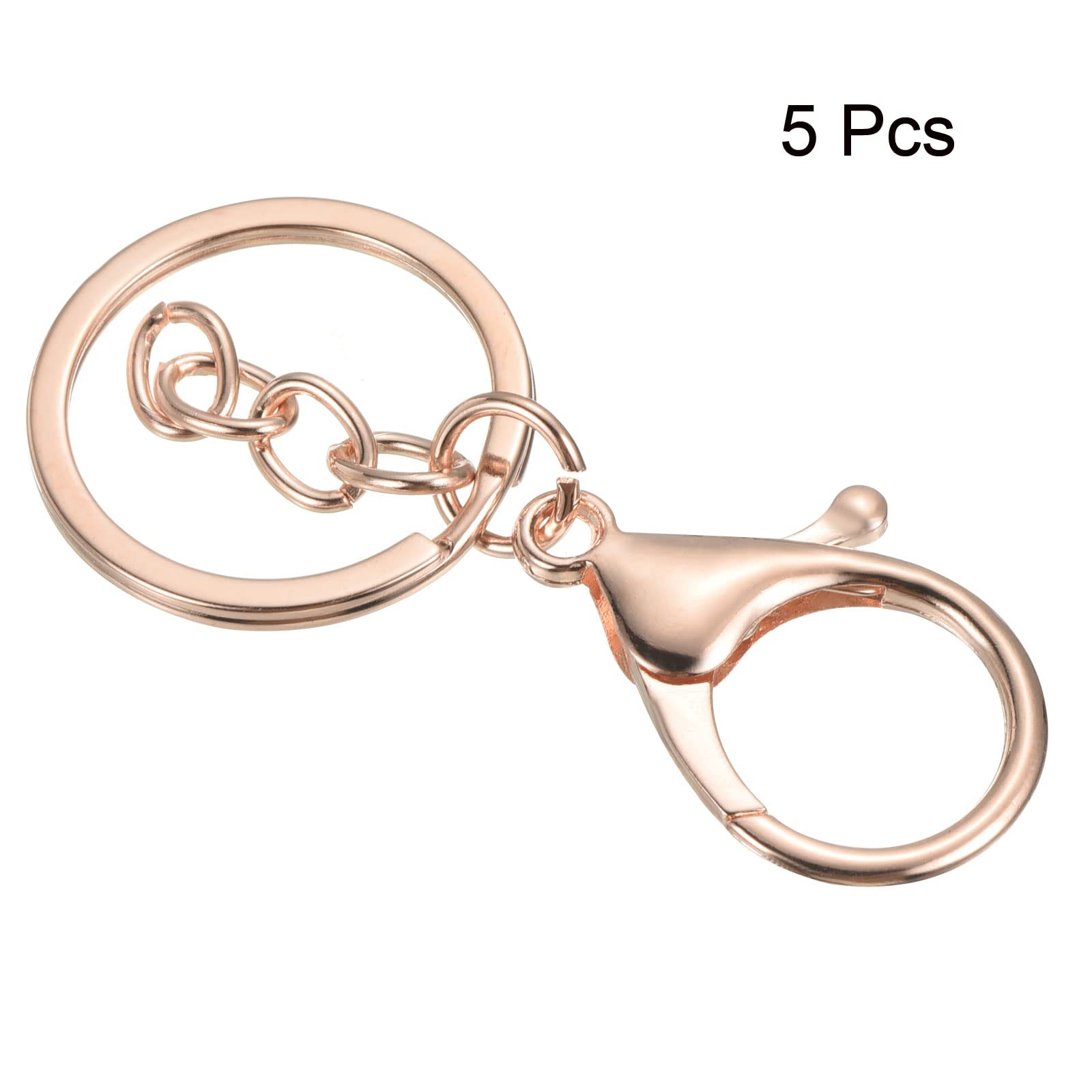 PATIKIL Key Chain Rings, 5 Pack Lobster Clasp Keyring Trigger Clip Keychain Holder for DIY Decorations Rose Gold - Image 3