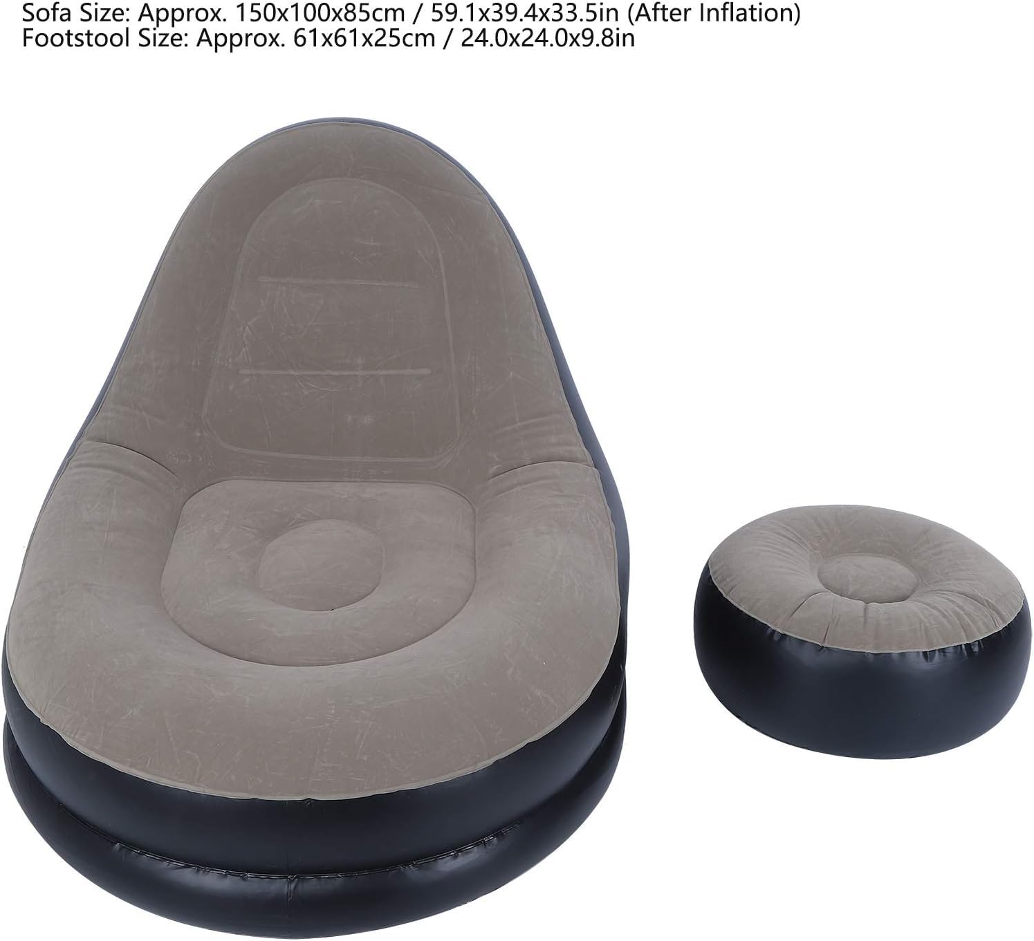 SOCHEP Inflatable Lounge Chair, Blow Up Chaise Lounge Air Lazy Sofa Flocking Sofa with Foot Cushion, Family Inflatable Lounge Chair, Portable Inflatable Lazy Couch for Office Balcony 2