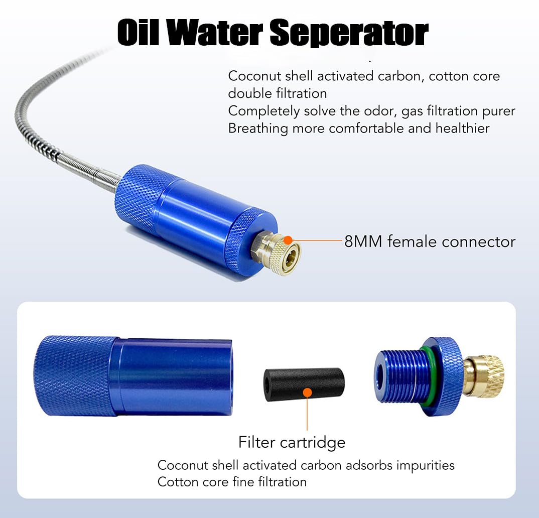 Gugxiom Pompa Ad Aria per Bombola Subacquea, Pompa Ad Aria per Bombola di Ossigeno per Immersioni Subacquee in Acciaio Inossidabile 30MPA 3000psi con Filtro per Il Pompaggio di Bombola