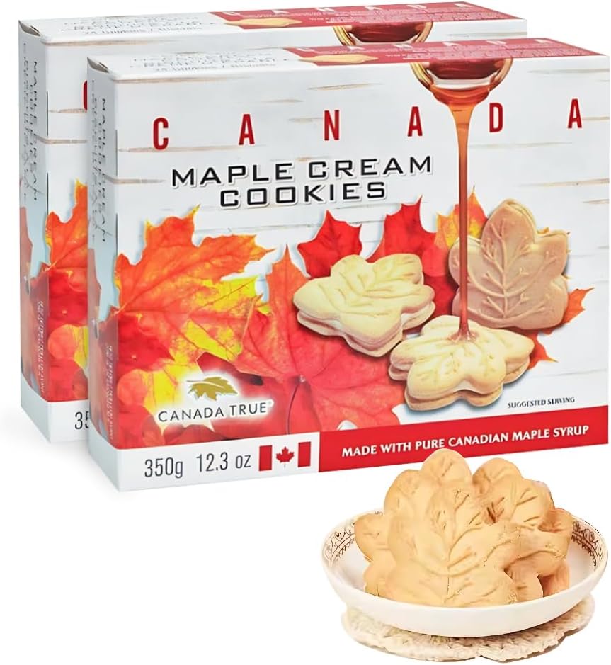 Maple Cookies From Canada 2-Pack x 350g Maple Cream Cookies Made From 100% Real Canadian Maple Syrup - In BoomQQ Special Packaging