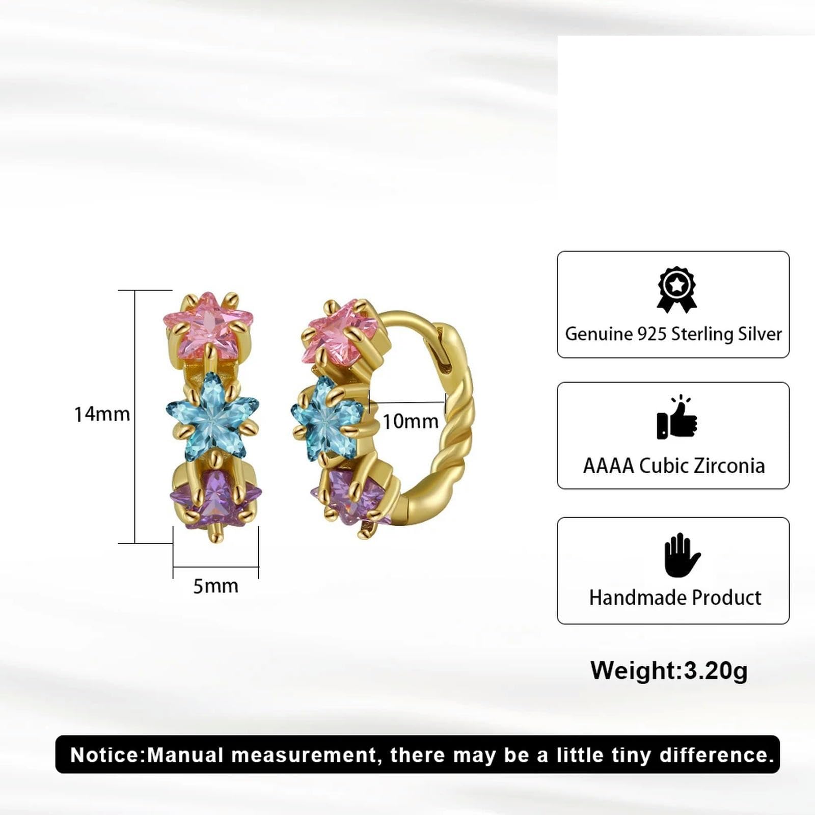 Pendientes De Plata De Ley 925 Con Flor Y Circonita Cúbica 5a Para Mujer. Delicados Pendientes De Botón. Joyería Fina.