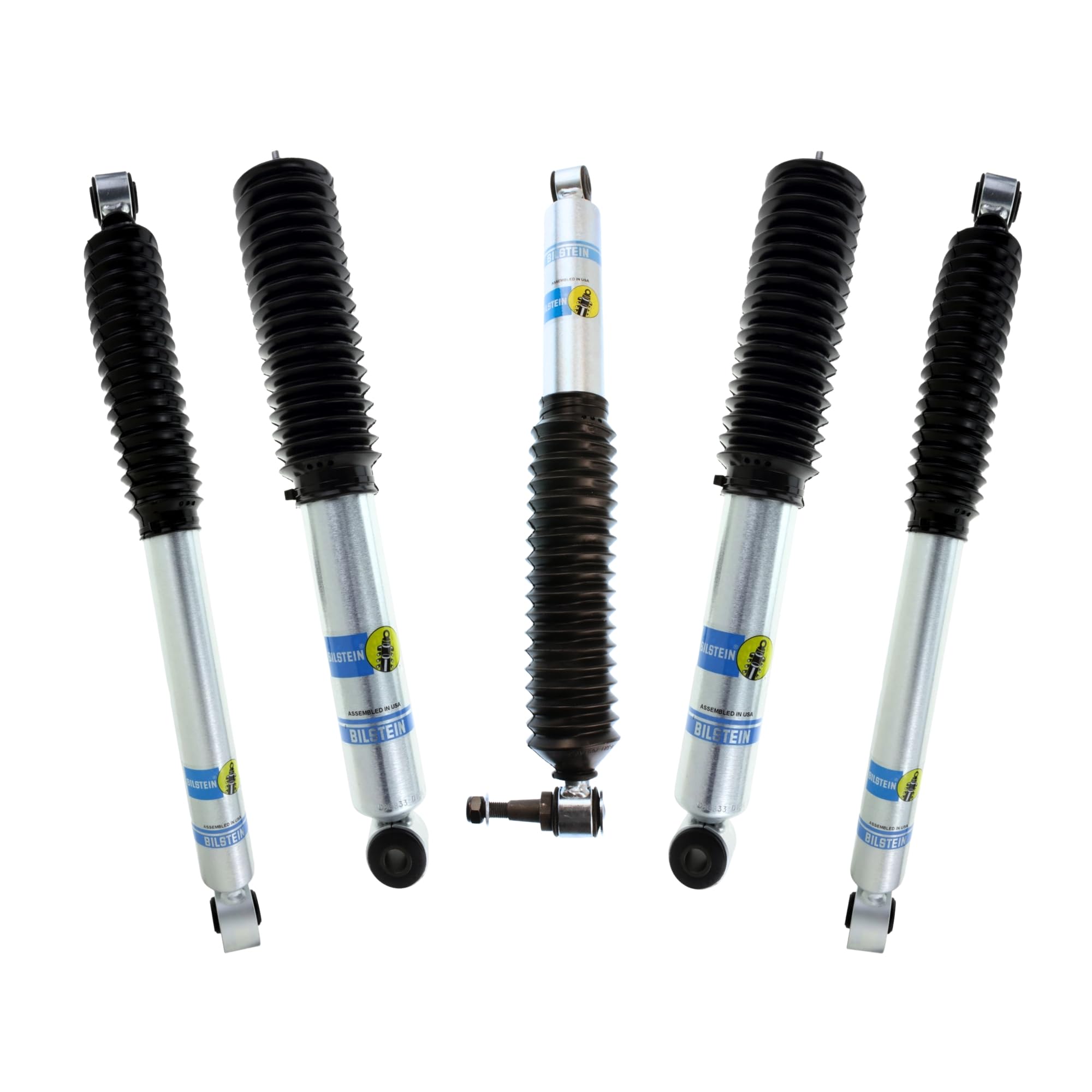 Bilstein Set of Front and Rear B8 5100 Series Shocks with Steering Stabilizer Compatible with 2001-2010 Silverado/Sierra 2500/3500 HD with Torsion Key