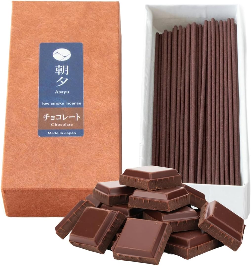 Asayu Japan Incense Sticks with Low Smoke for Morning or Evening Meditation, Relax or Yoga, Made in Japan 40gr - Chocolate Scent - Chocolate 40gr