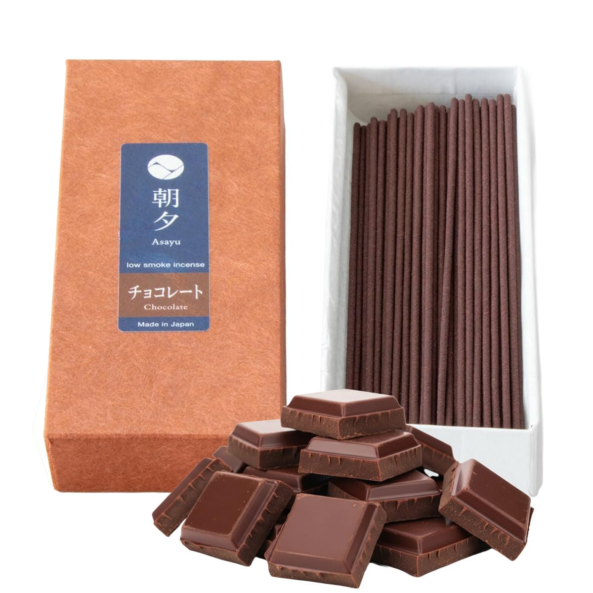 Asayu Japan Incense Sticks with Low Smoke for Morning or Evening Meditation, Relax or Yoga, Made in Japan 40gr - Chocolate Scent - Chocolate 40gr