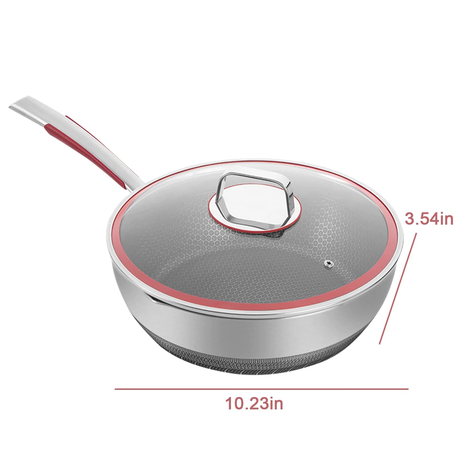 Wok Padella Antiaderenti, Multifunzione e AntiGraffio Wok Teglie, Wok Pentola per Friggere Facile da Pulire per Fornelli a Gas a Induzione Elettrica Forno (A 26cm)