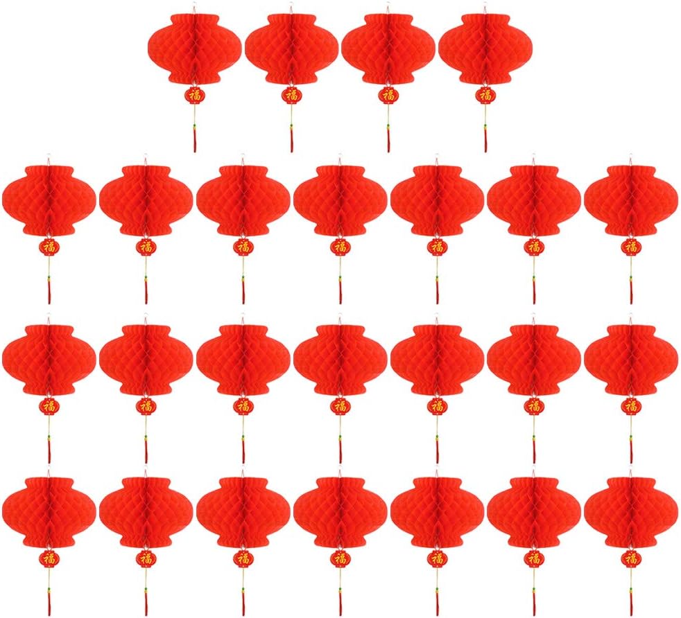 Uonlytech Wedding Decor 35 Pcs Papercutting Lanterns for Festival Good Luck Decoration Chinese Spring Festival Lanterns Fengshui Decor Mini Red Lantern Honeycomb Ornament
