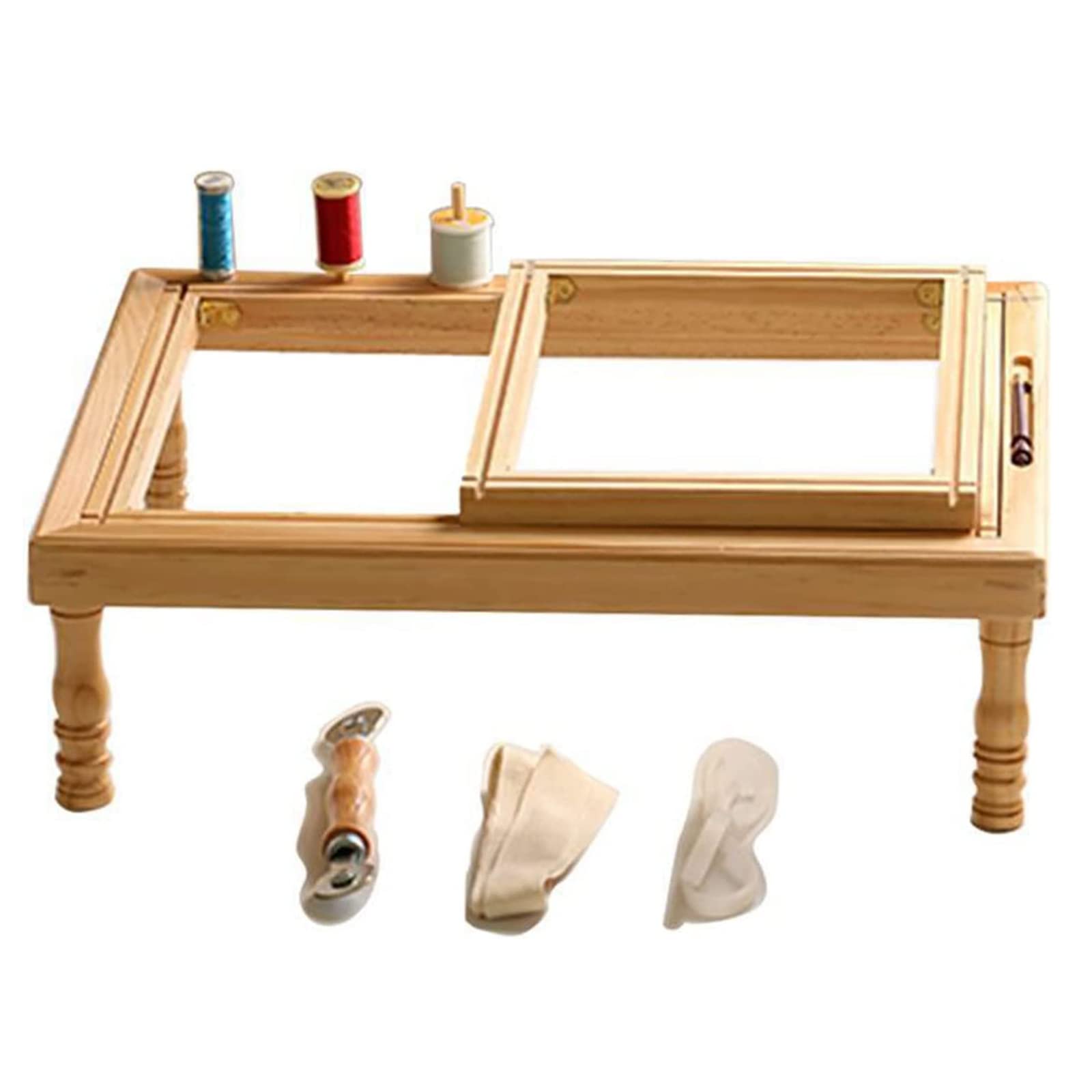Este Soporte para Bastidor de Bordado, Bastidor de Punto de Cruz con 4 Patas de Soporte, diseño de Bastidor Interno y Externo Dividido para Costura y Manualidades