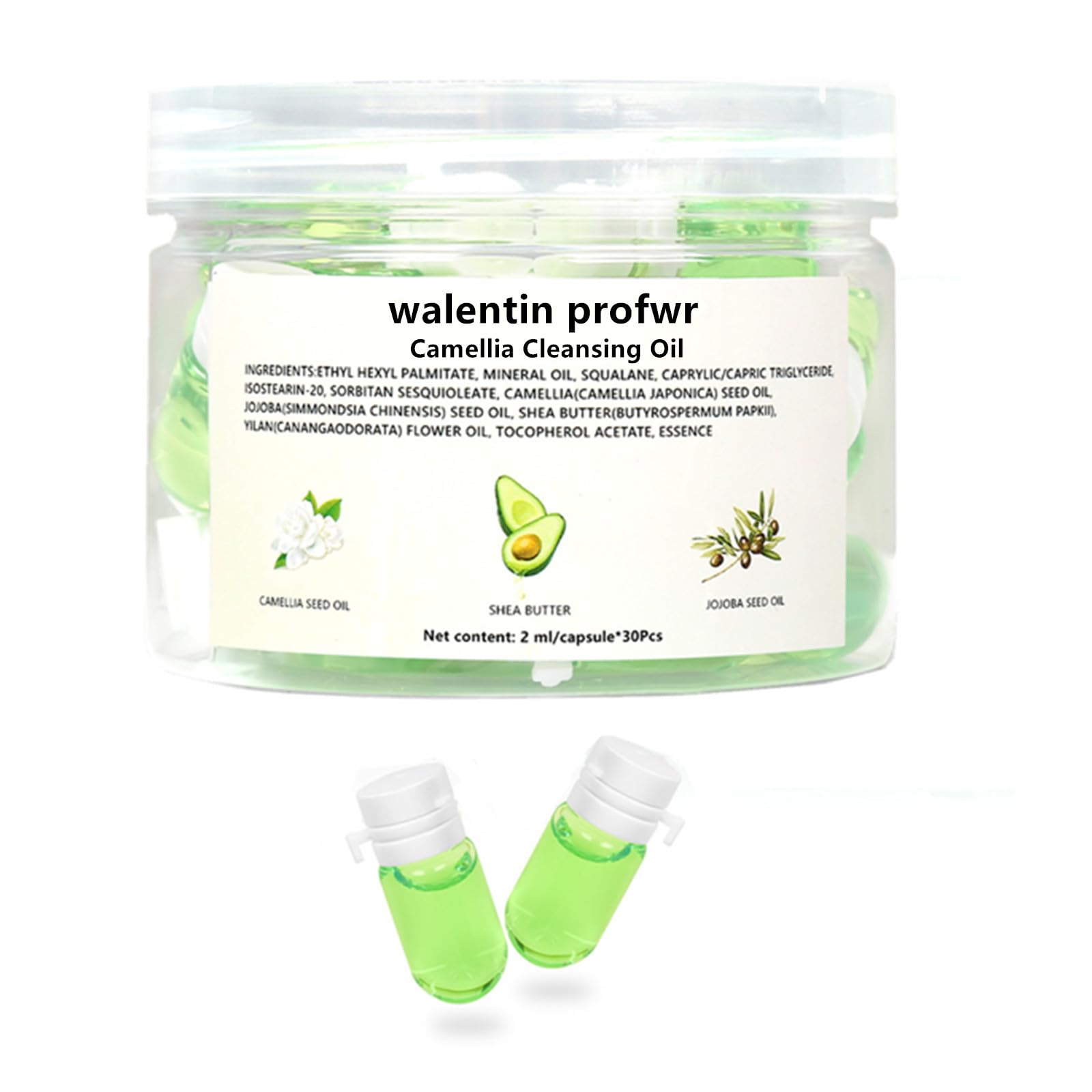 walentin profwr Cleansing Oil for Face, 30 Pcs Mini Moisturizing Camellia Seed Travel Size Deep Cleansing Oil, Portable Makeup Remover Oils, Gentle
