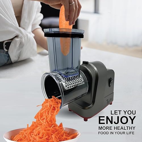 Miniatura 3 de Rallador eléctrico de queso, trituradora eléctrica profesional de 250 W, máquina de ensalada eléctrica con control de un solo toque, frutas,